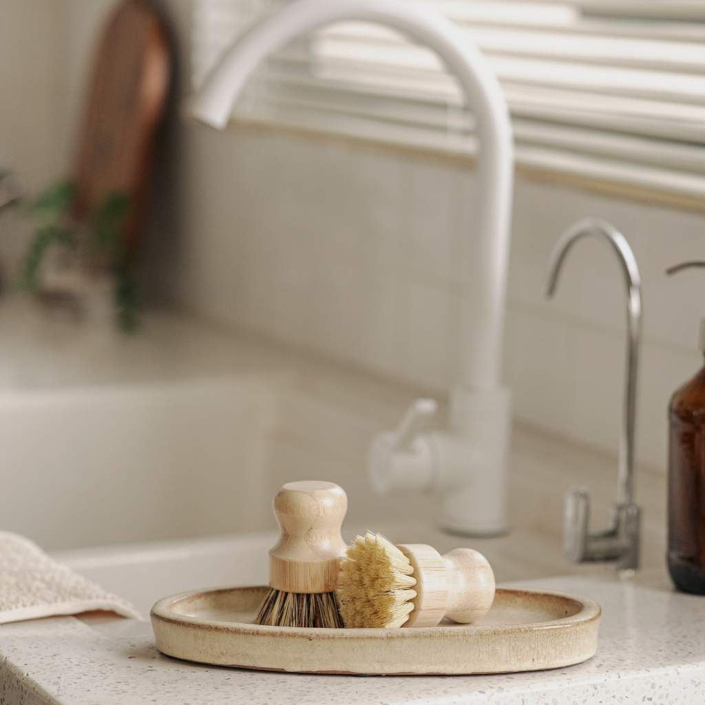 Bamboo Dish Brushes set of 2 washing up scrubbing brushes